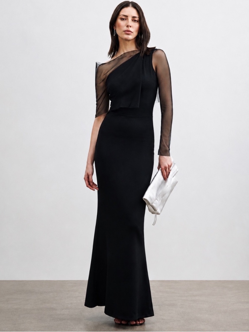 Marcella NYC Valeria DressEuropean Ponte One Shoulder Gown Maxi Size Medium